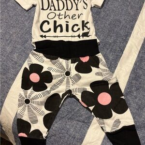 Black and White Floral Baby Outfit